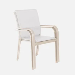 Silla de jardín apilable de aluminio y textileno, set de 2
