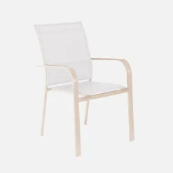 Silla de jardín apilable de aluminio y textileno, set de 2