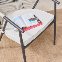 Silla de jardín apilable de acero y cuerdas, set de 2