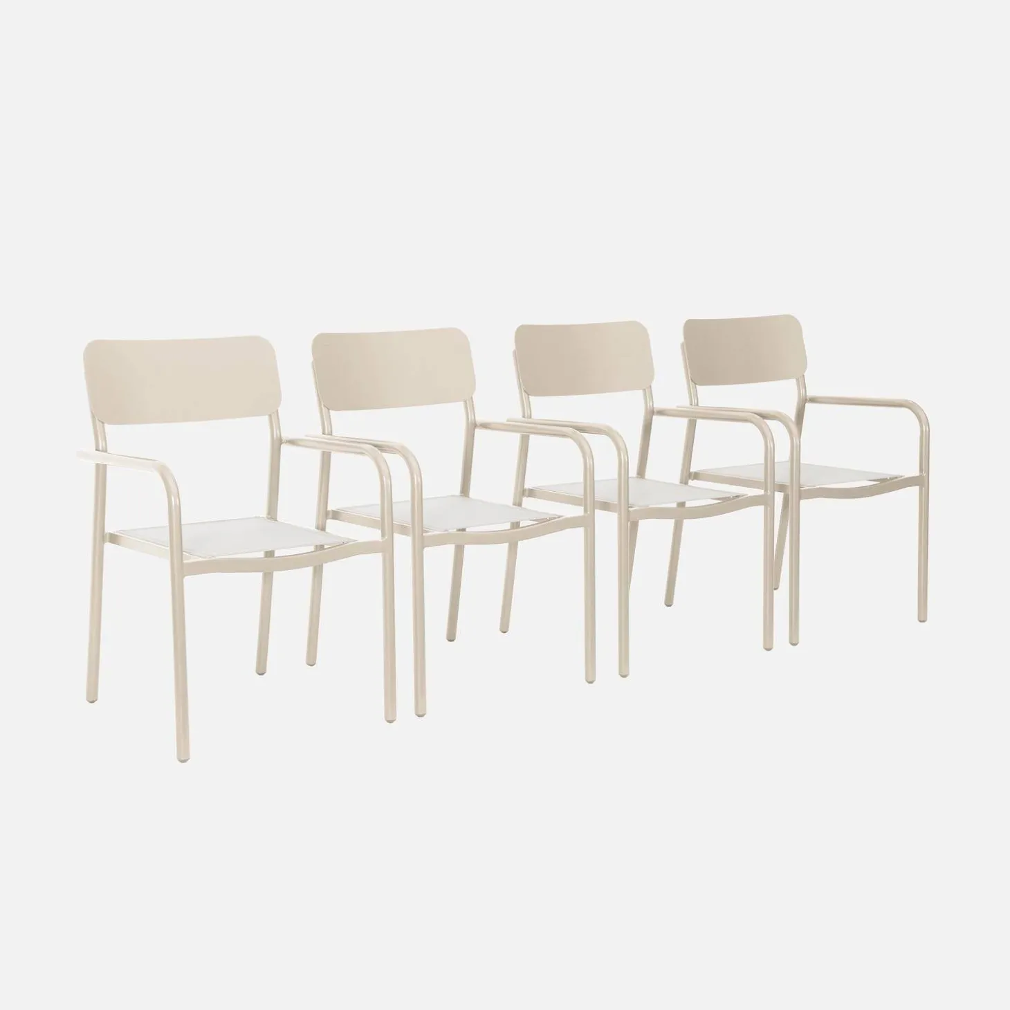 Silla de jardín apilable de aluminio, set de 4