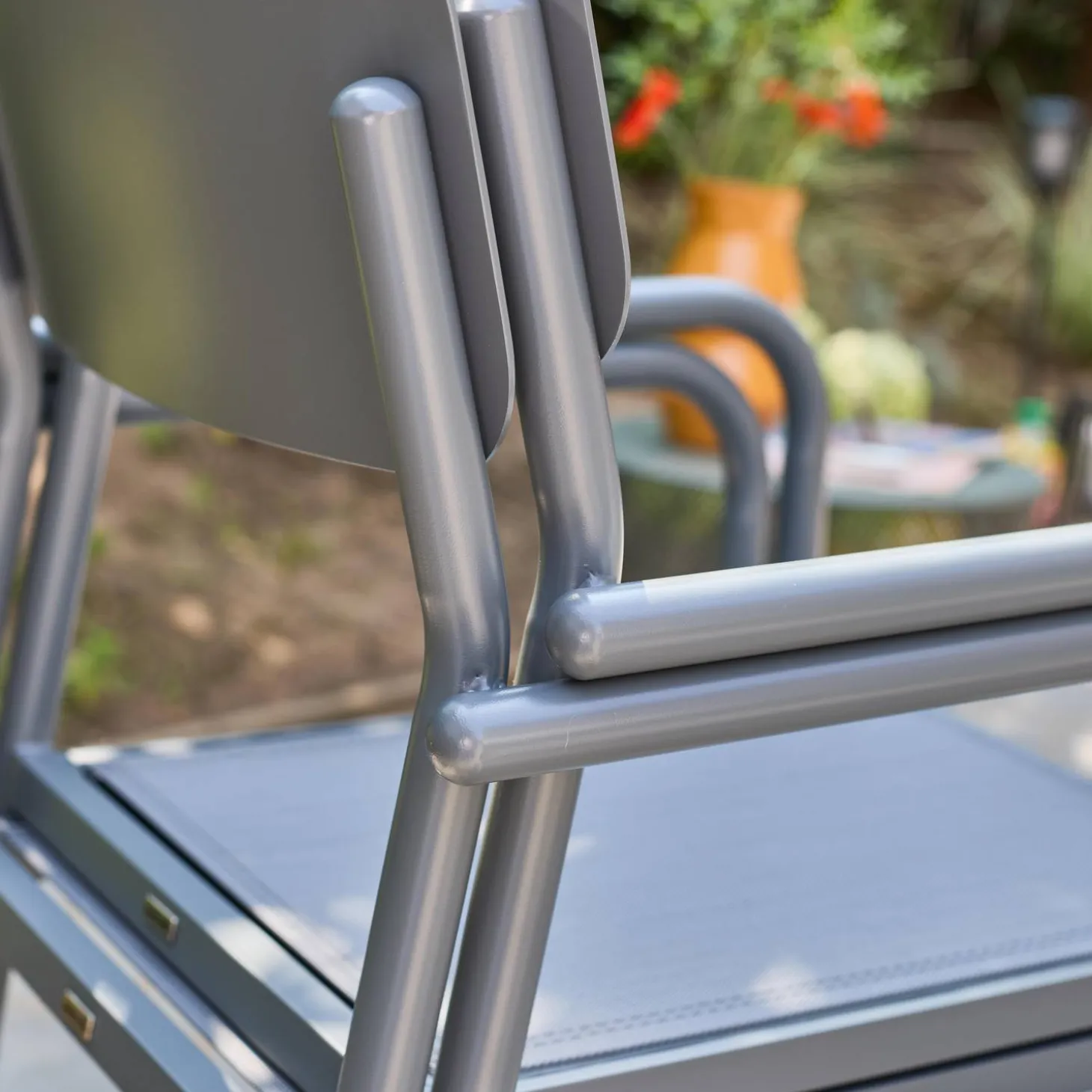Silla de jardín apilable de aluminio, set de 4
