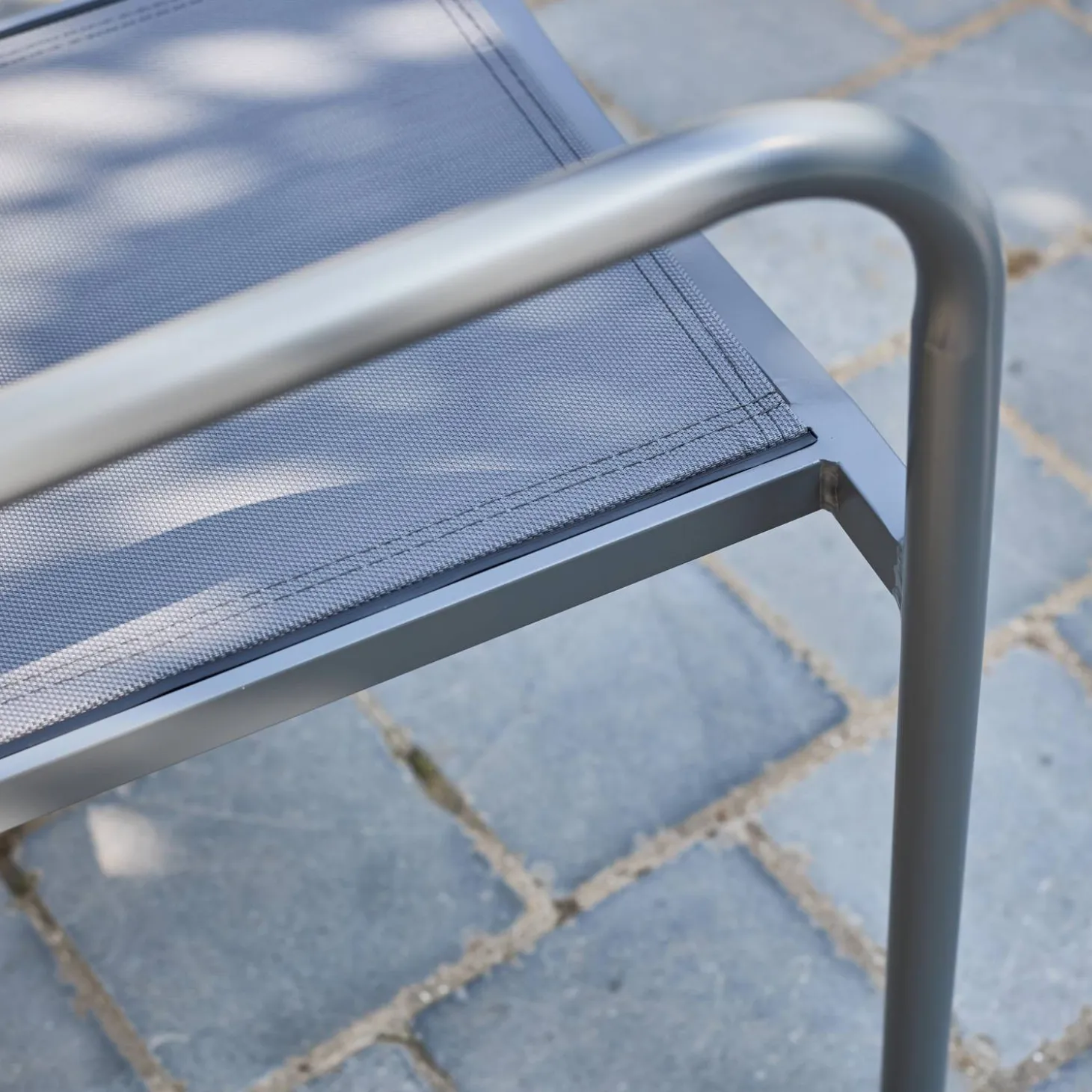 Silla de jardín apilable de aluminio, set de 4