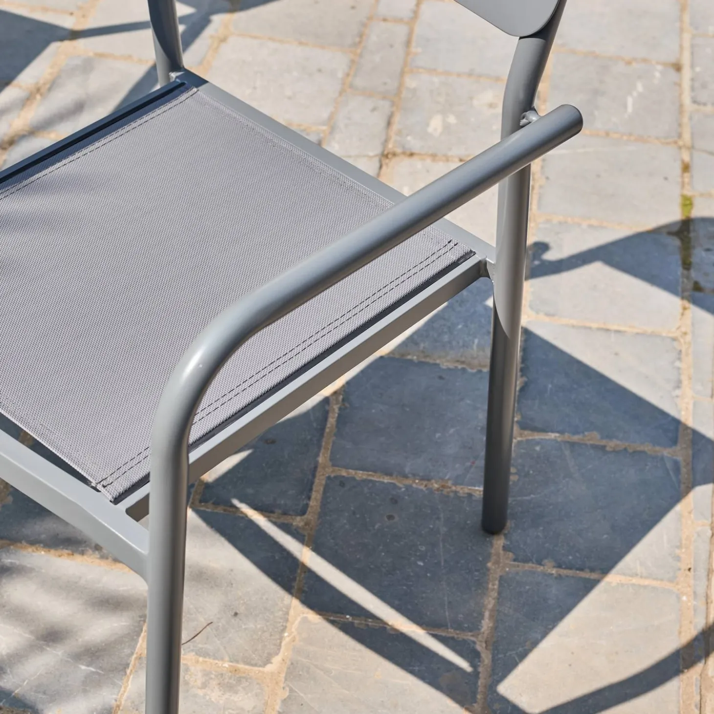 Silla de jardín apilable de aluminio, set de 4