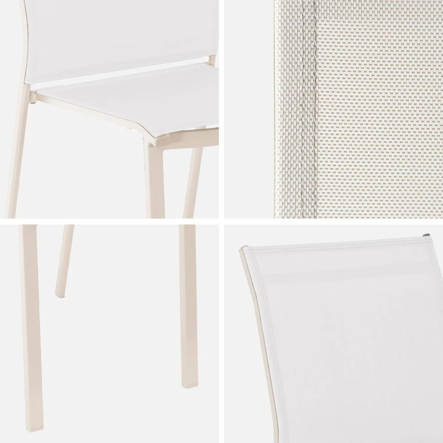 Silla de jardín apilable de aluminio y textilene, set de 4