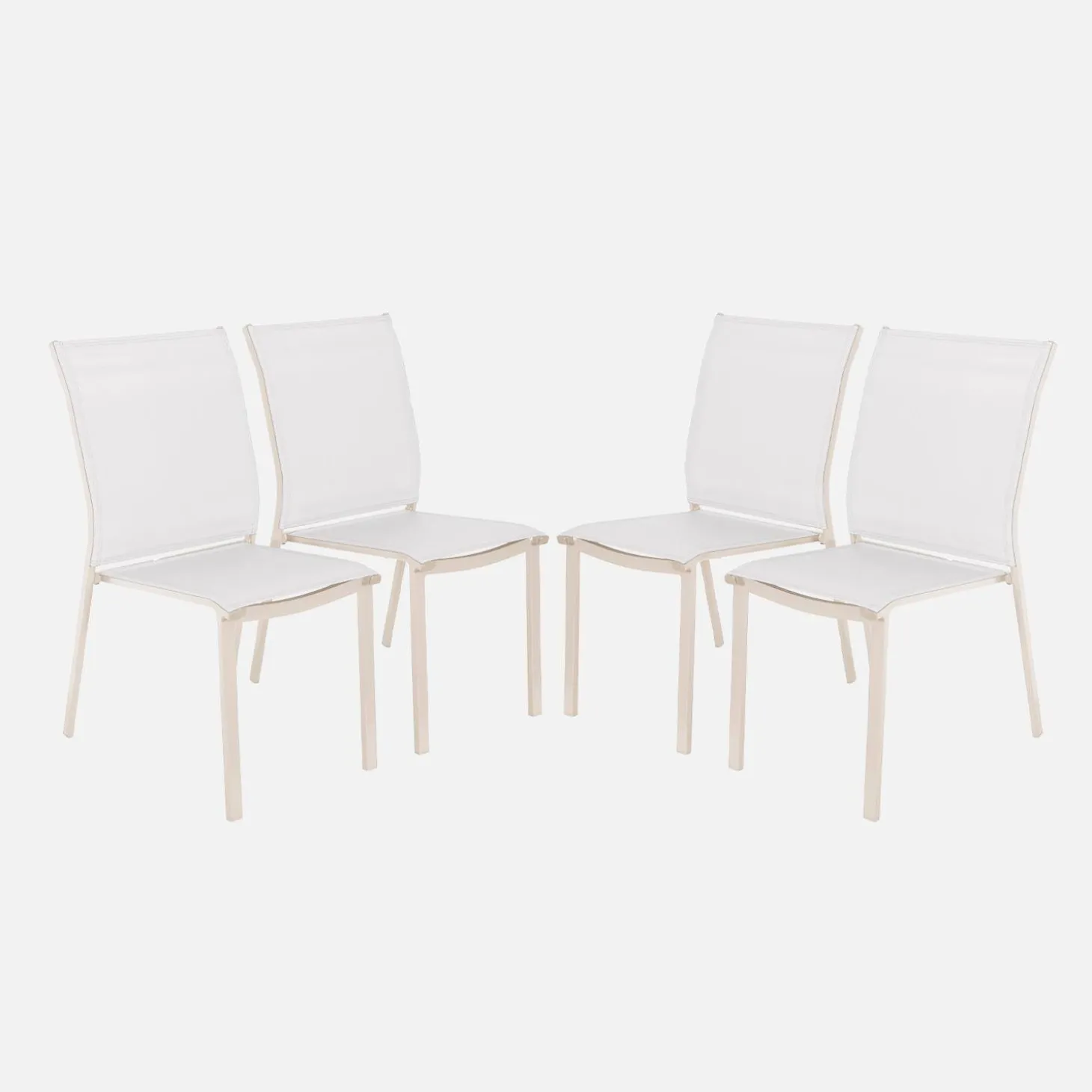 Silla de jardín apilable de aluminio y textilene, set de 4