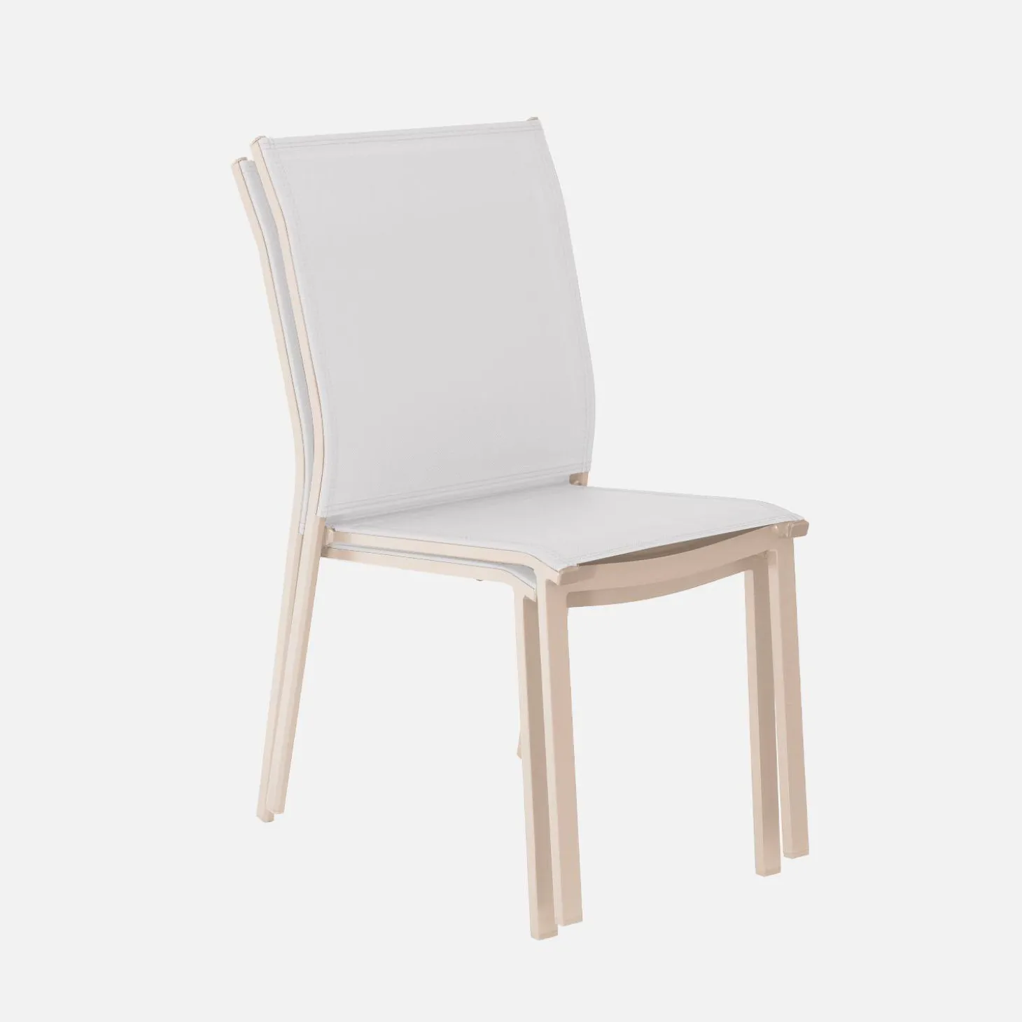 Silla de jardín apilable de aluminio y textilene, set de 4