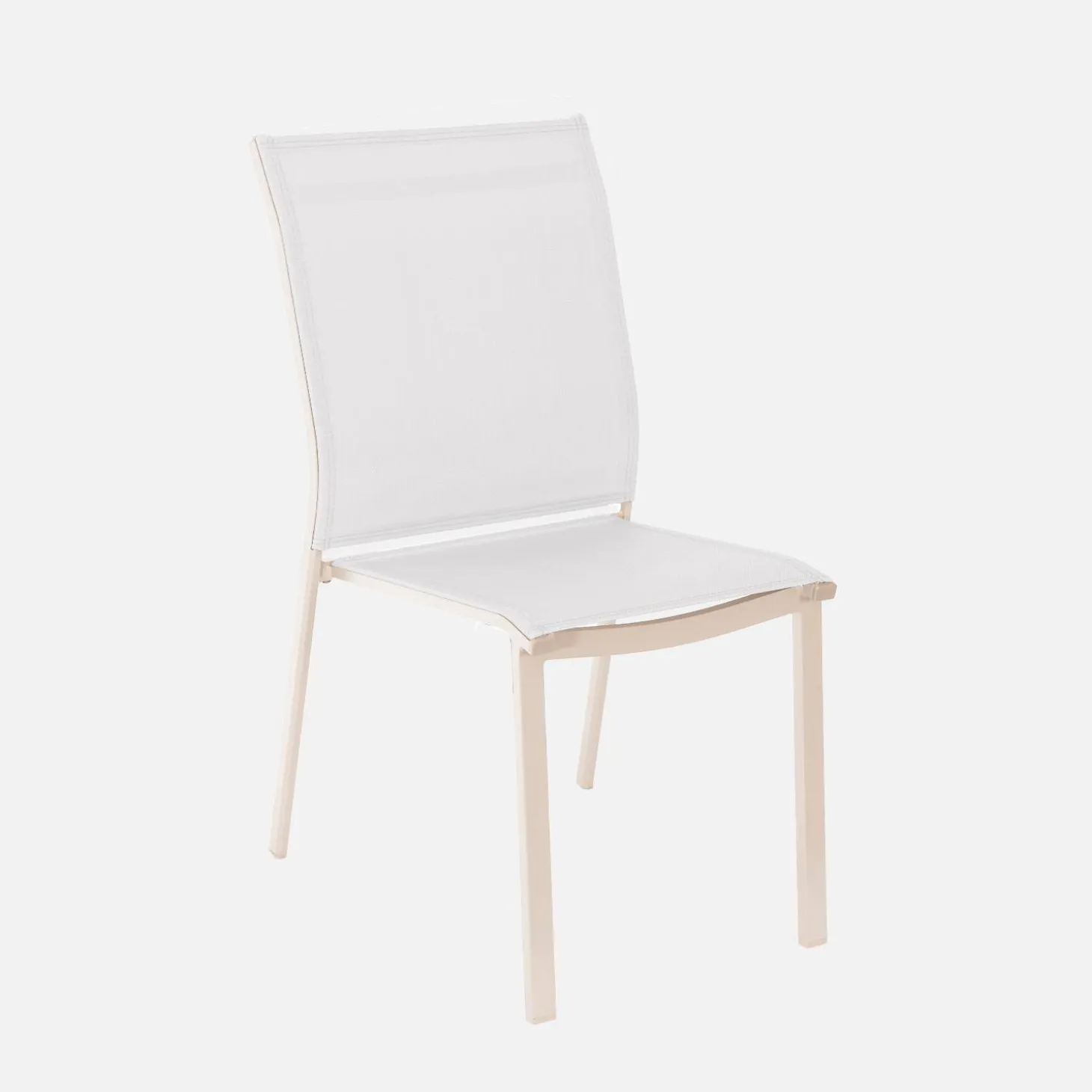 Silla de jardín apilable de aluminio y textilene, set de 4