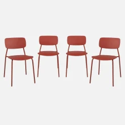 Silla de jardín apilable de acero y plástico, set de 4