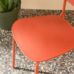 Silla de jardín apilable de acero y plástico, set de 4