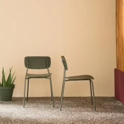 Silla de jardín apilable de acero y plástico, set de 2