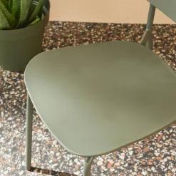 Silla de jardín apilable de acero y plástico, set de 2