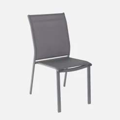 Silla de jardín apilable de aluminio y textilene, set de 4