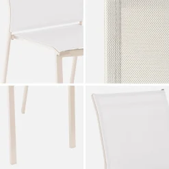 Silla de jardín apilable de aluminio y textilene, set de 2