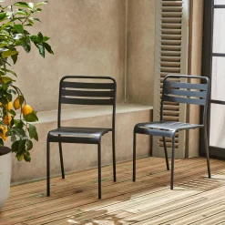 Silla de jardín bistró de acero, set de 2