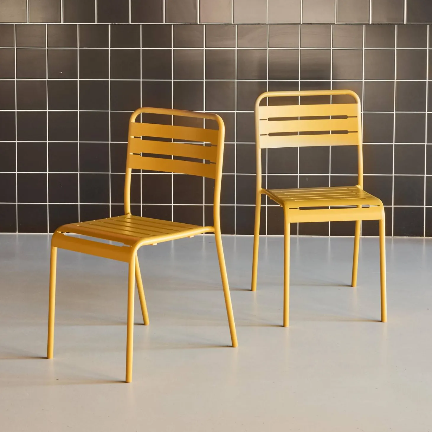 Silla de jardín bistró de acero, set de 2