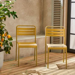 Silla de jardín bistró de acero, set de 2
