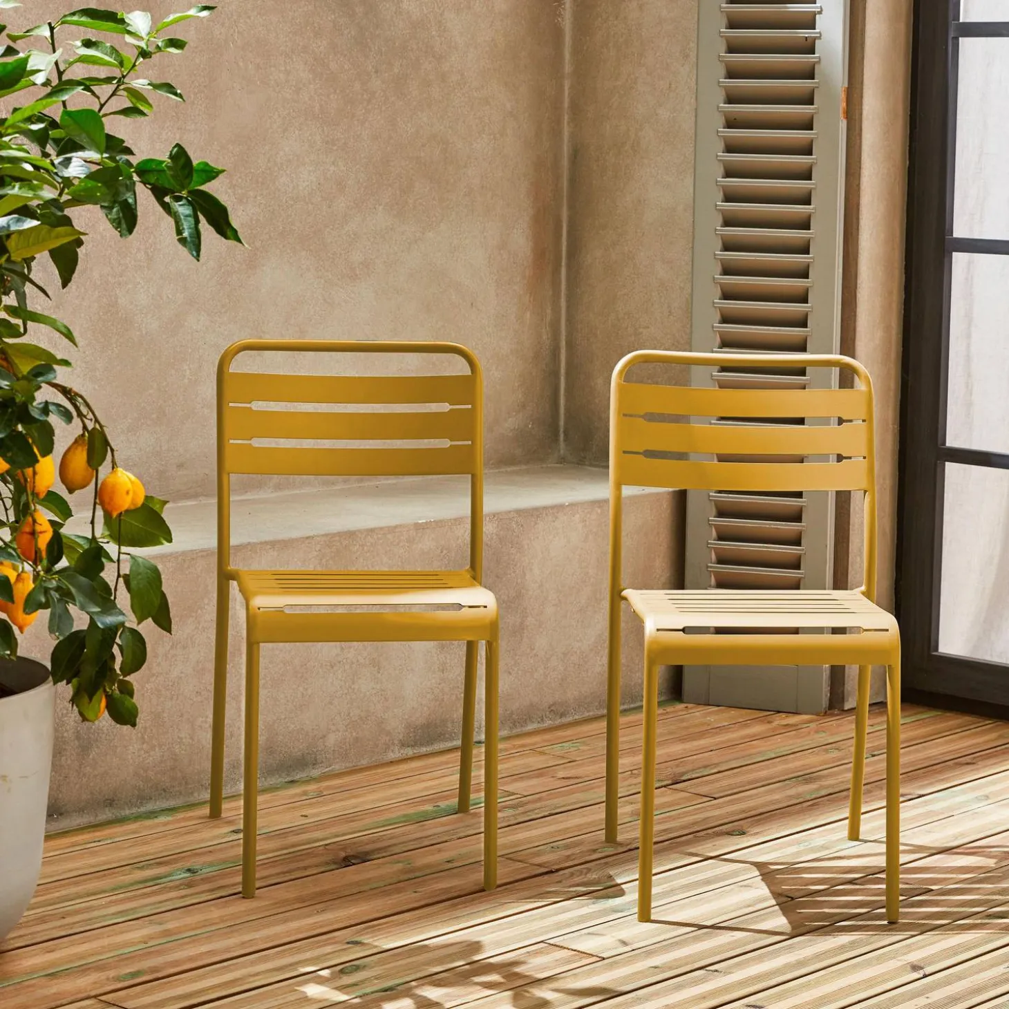 Silla de jardín bistró de acero, set de 2