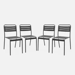 Silla de jardín bistró de acero, set de 4