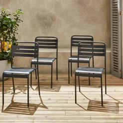 Silla de jardín bistró de acero, set de 4