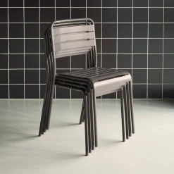 Silla de jardín bistró de acero, set de 4