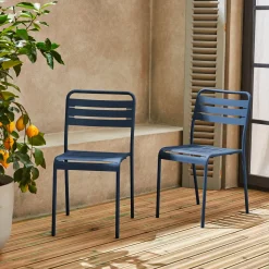 Silla de jardín bistró de acero, set de 2