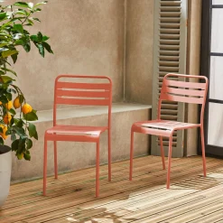 Silla de jardín bistró de acero, set de 2
