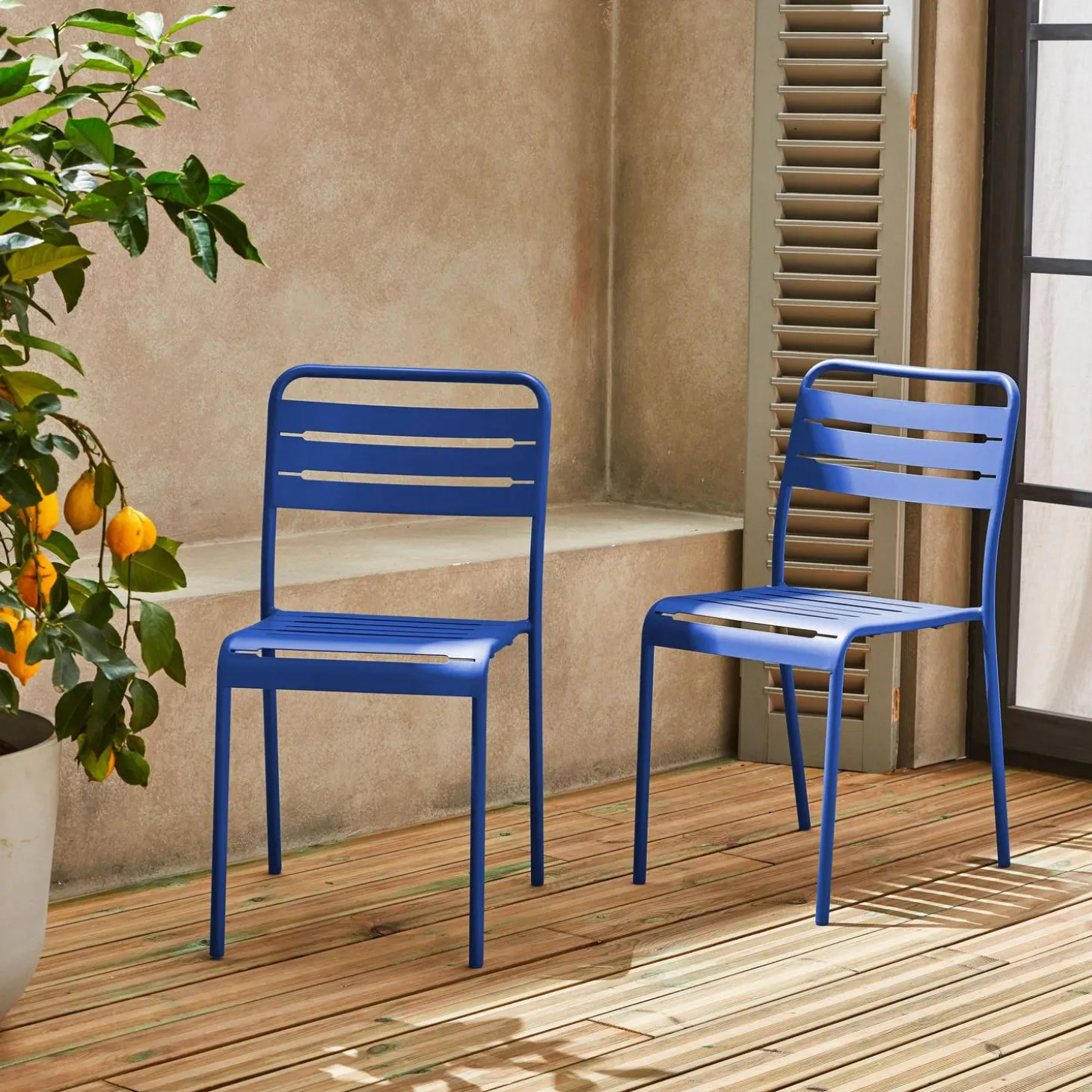 Silla de jardín bistró de acero, set de 2