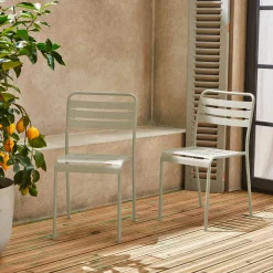 Silla de jardín bistró de acero, set de 2