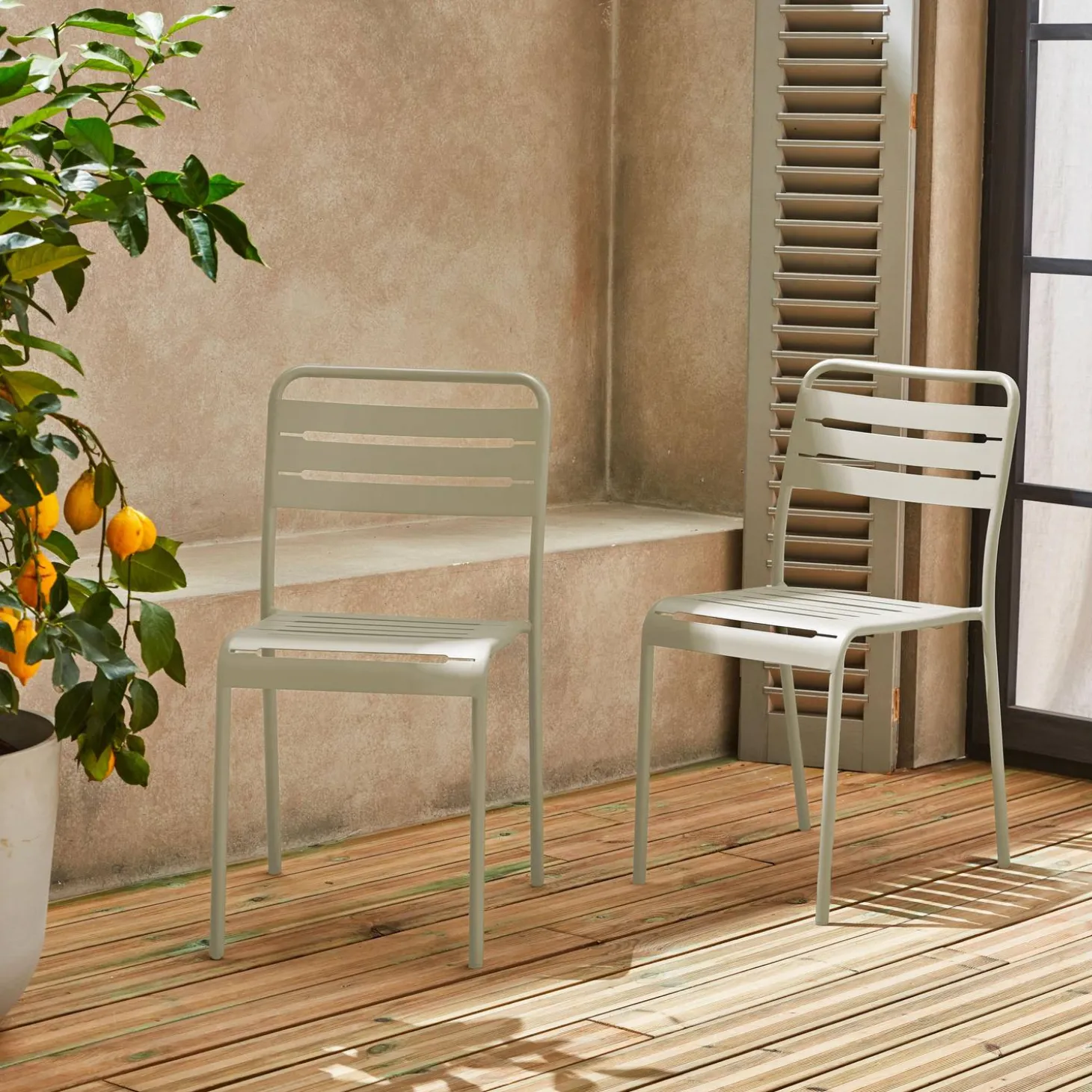 Silla de jardín bistró de acero, set de 2