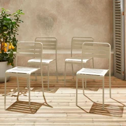 Silla de jardín bistró de acero, set de 4