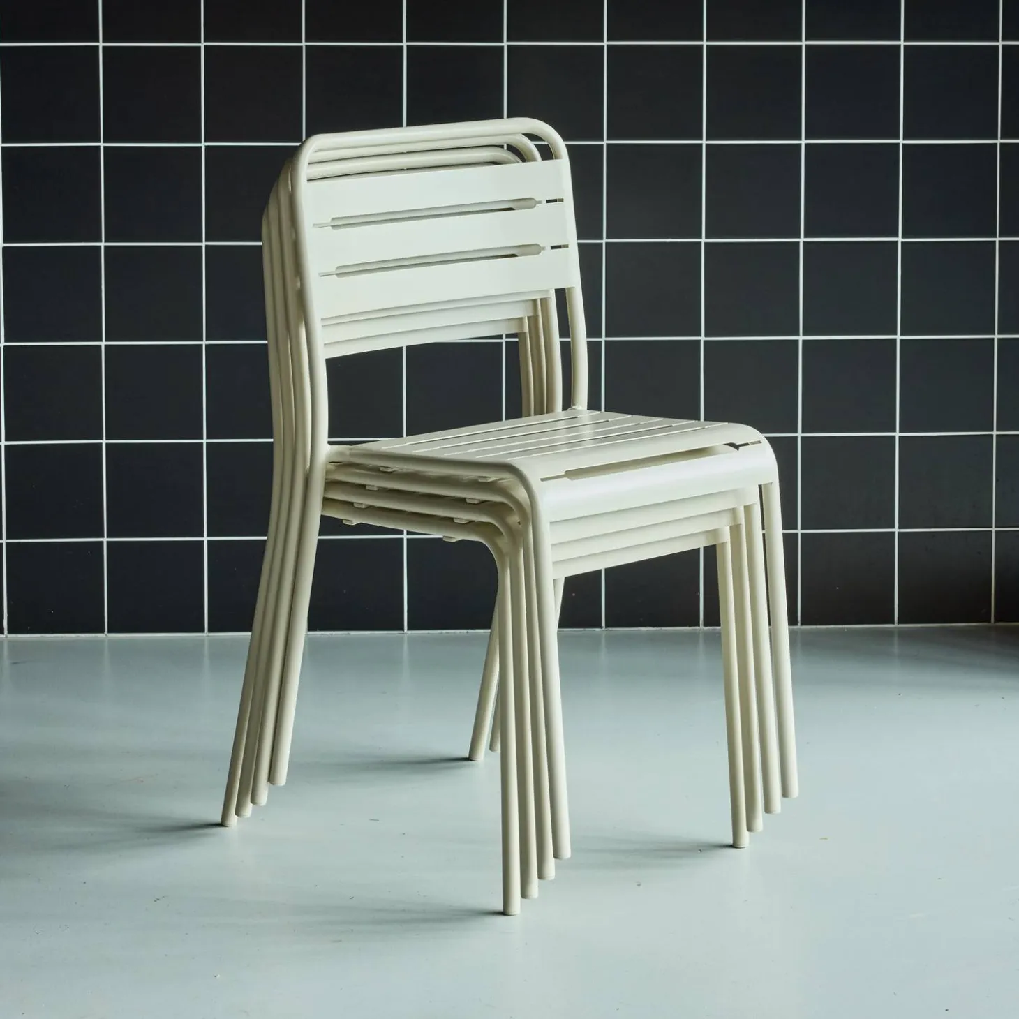 Silla de jardín bistró de acero, set de 4