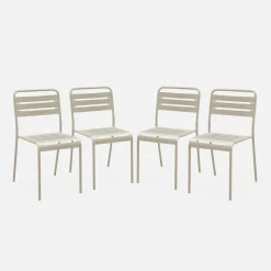 Silla de jardín bistró de acero, set de 4