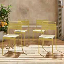 Silla de jardín bistró de acero, set de 4