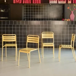 Silla de jardín bistró de acero, set de 4