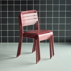Silla de jardín bistró de acero, set de 4