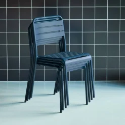 Silla de jardín bistró de acero, set de 4