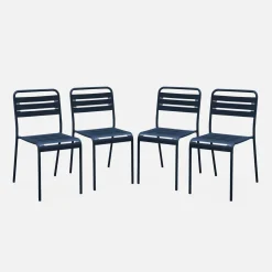 Silla de jardín bistró de acero, set de 4