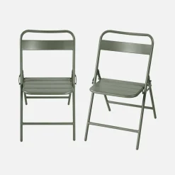 Silla de jardín bistró plegable de acero, set de 2