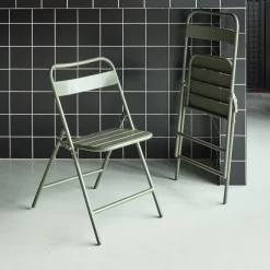 Silla de jardín bistró plegable de acero, set de 2