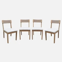 Silla de jardín de acacia y cuerda, set de 4
