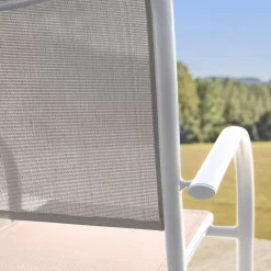 Silla de jardín de aluminio y textileno, set de 4