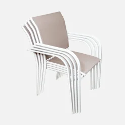 Silla de jardín de aluminio y textileno, set de 4