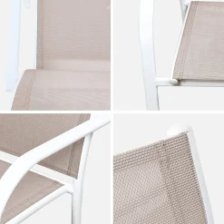 Silla de jardín de aluminio y textileno, set de 4