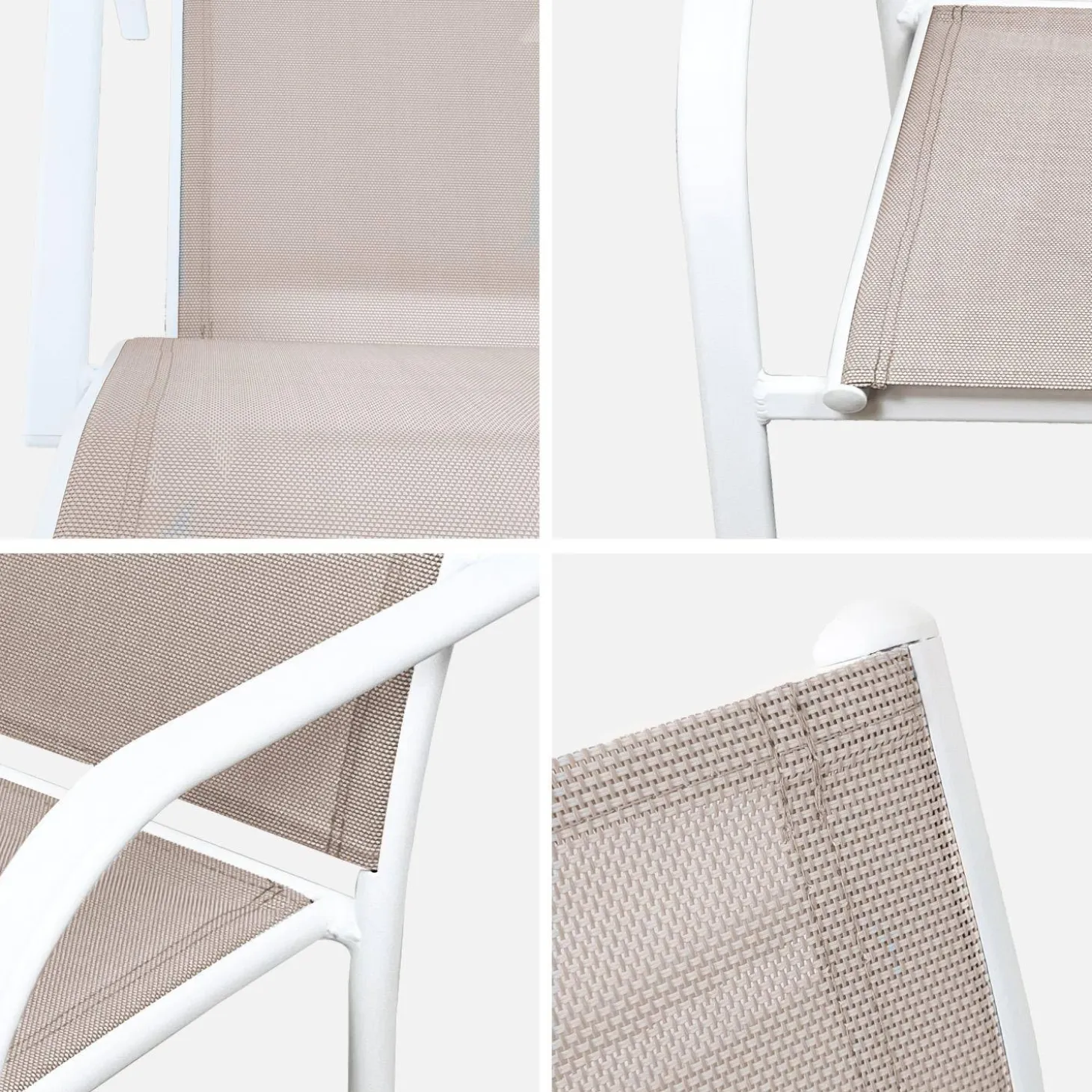 Silla de jardín de aluminio y textileno, set de 4