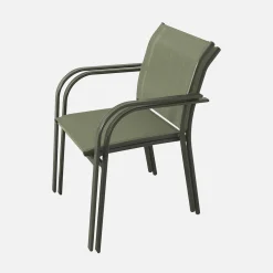 Silla de jardín de aluminio y textileno, set de 2