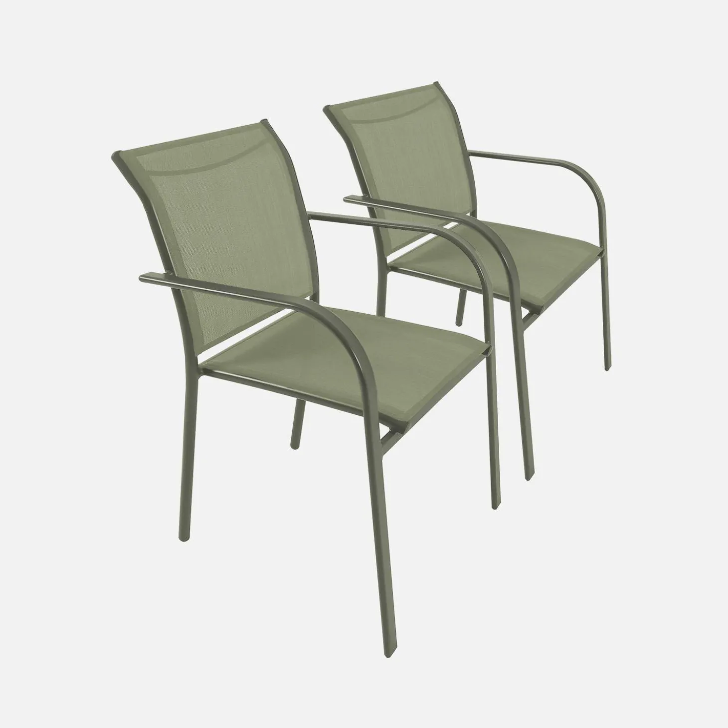 Silla de jardín de aluminio y textileno, set de 2