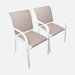 Silla de jardín de aluminio y textileno, set de 2