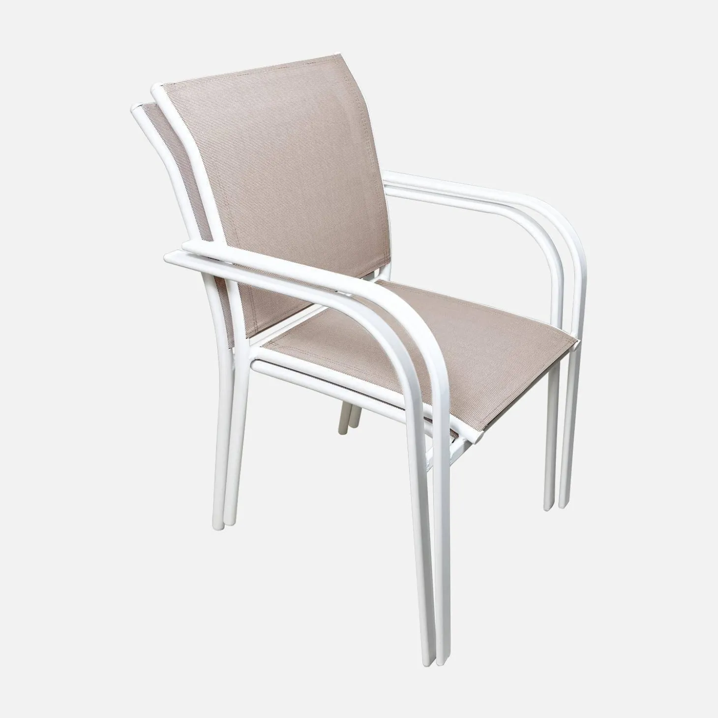 Silla de jardín de aluminio y textileno, set de 2