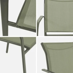 Silla de jardín de aluminio y textileno, set de 4