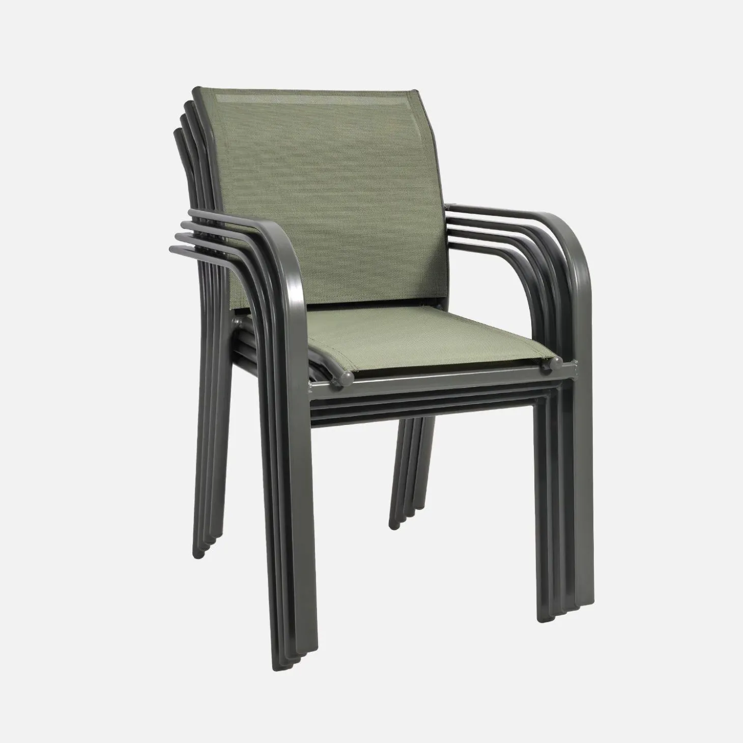 Silla de jardín de aluminio y textileno, set de 4